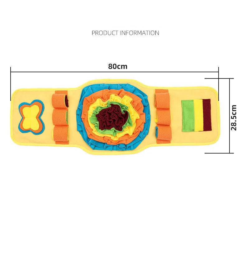 Blue pet sniff mat watch-style dog training pad with anti-slip rubber base and fleece strips for treat hiding