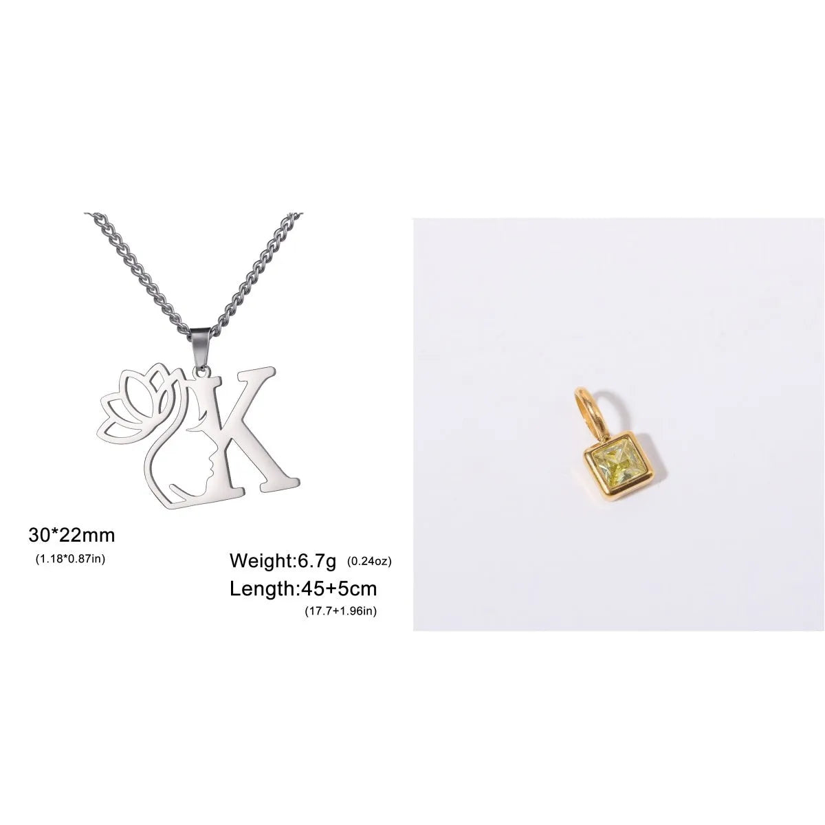 Stainless steel cross chain necklace with pendant in gold or silver electroplated finish
