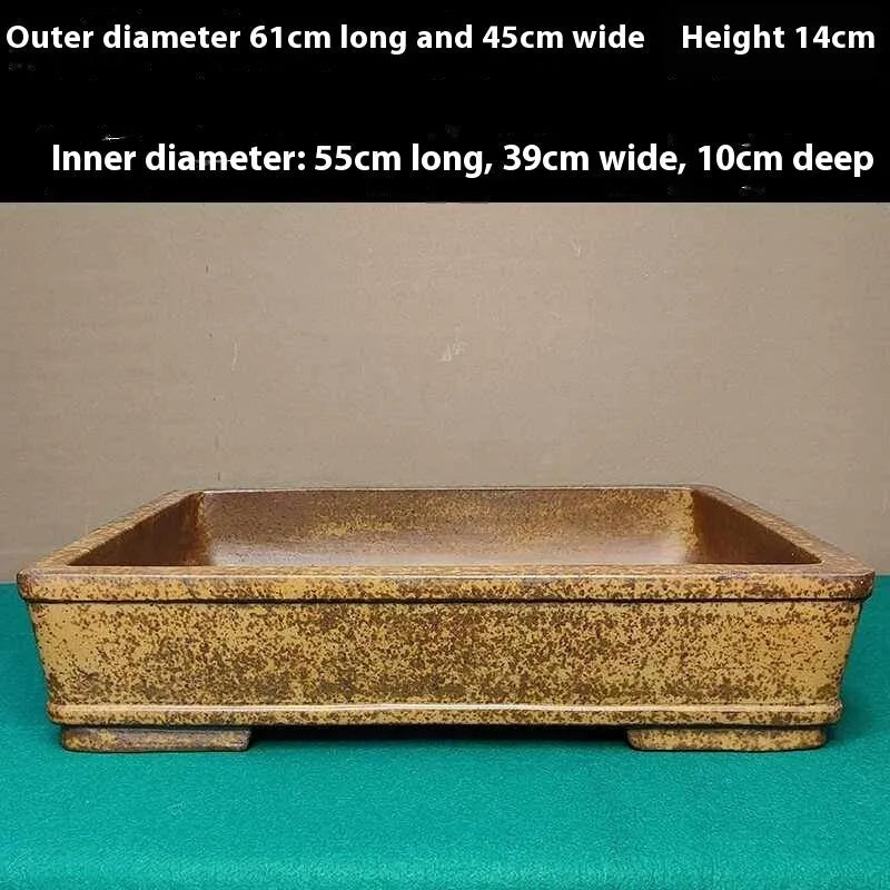 Straight shallow rectangular Yixing purple sand ceramic flowerpot for plants