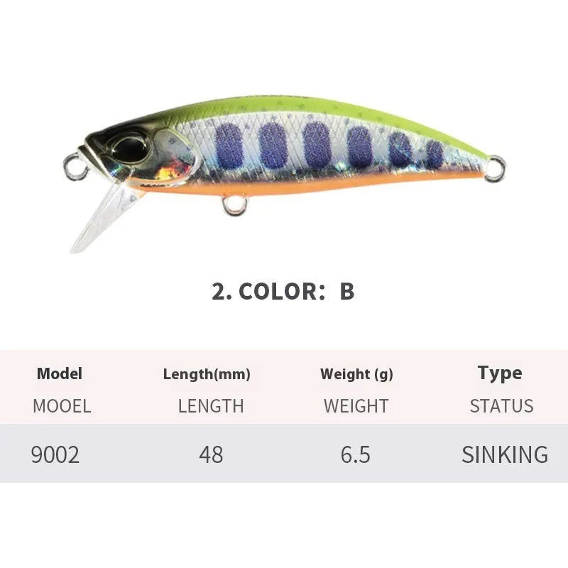 48mm Japanese mino fishing lure for mandarin fish and snakehead in multiple colours