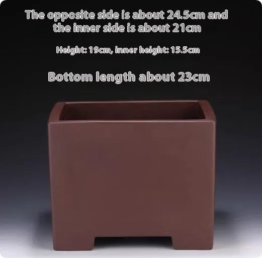 Square purple clay bonsai pot in classical style for succulent plants