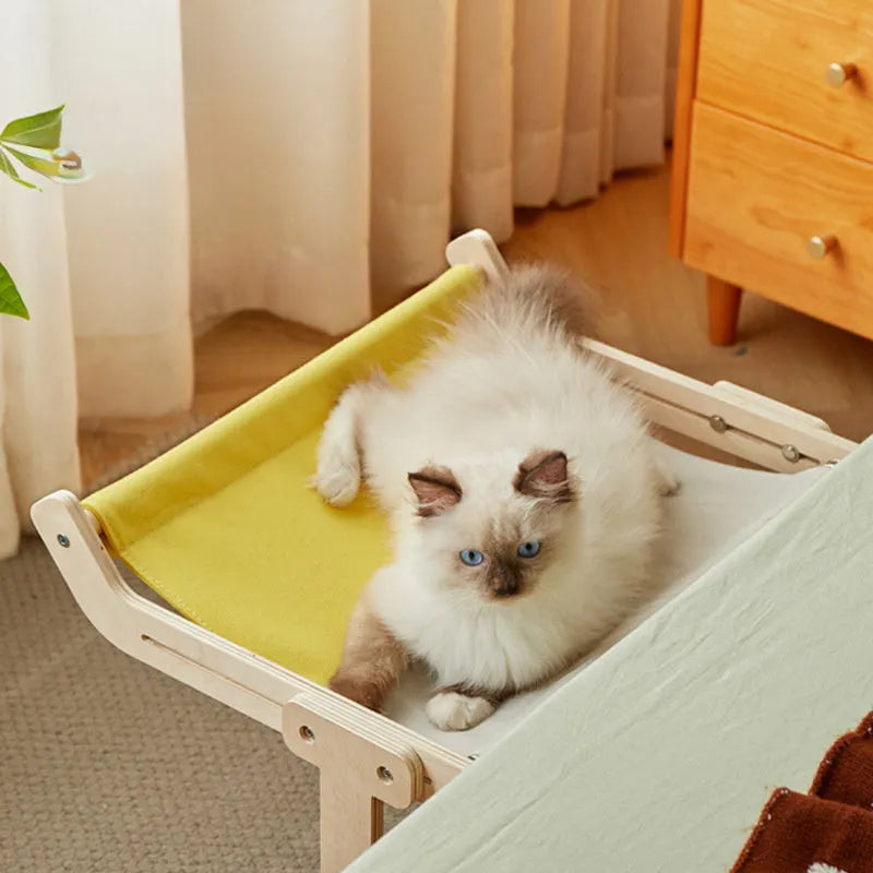 Soft hanging cat hammock bed on a windowsill, available in multiple colours