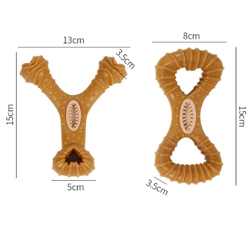 Durable rubber dog chew toy bone for dental cleaning and interactive play