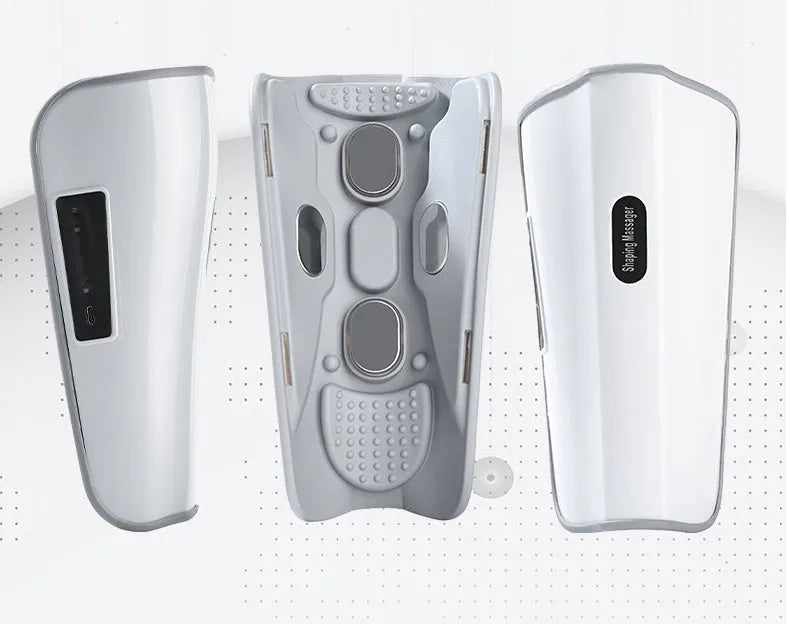 White plastic leg massager with USB Type-C connection for calf acupoint massage with infrared physiotherapy