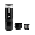 Black portable K-Cup coffee machine for vehicle and travel use with 36V DC input