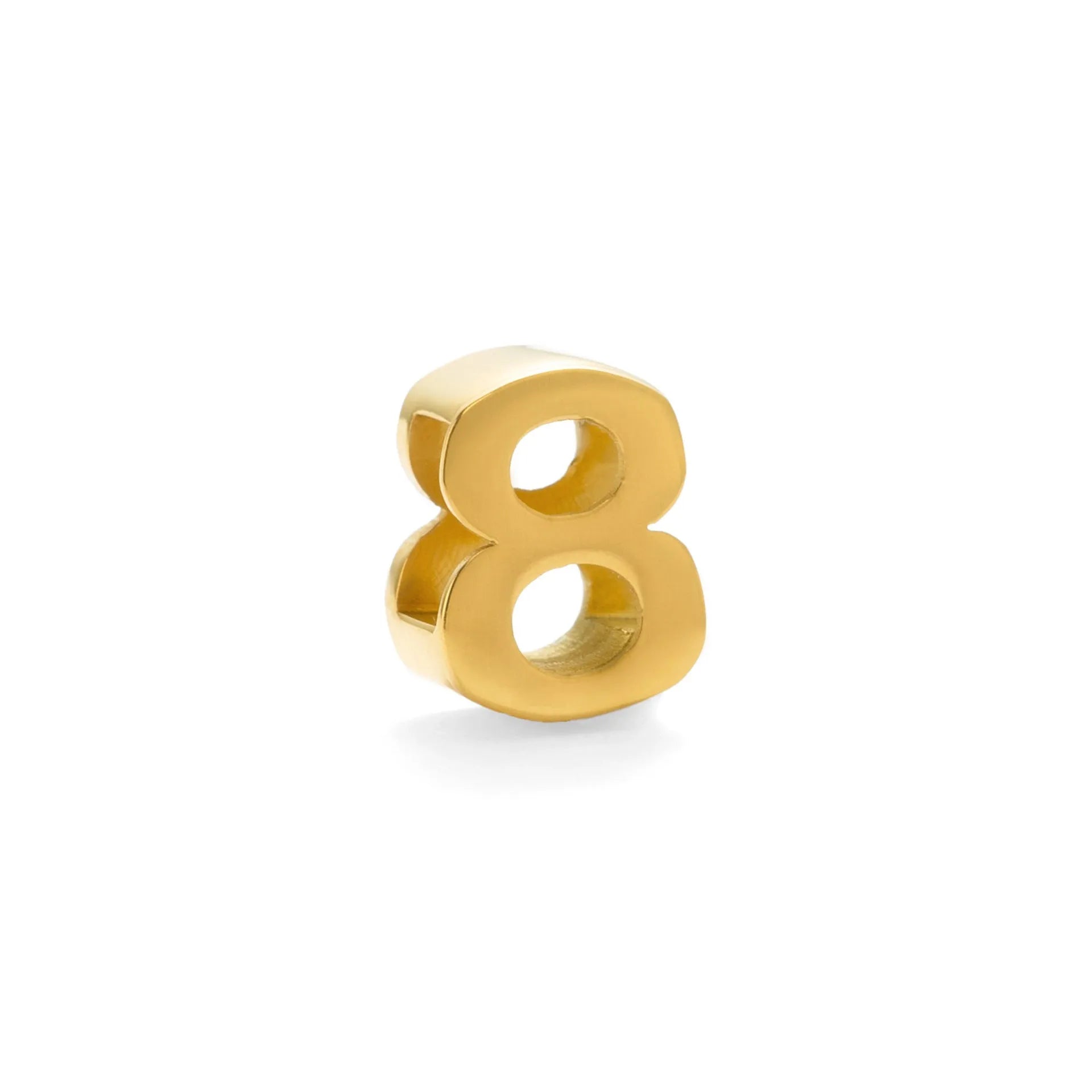 Gold and silver titanium steel initial number necklace with alphabet and number pendants on a 40.5cm chain.