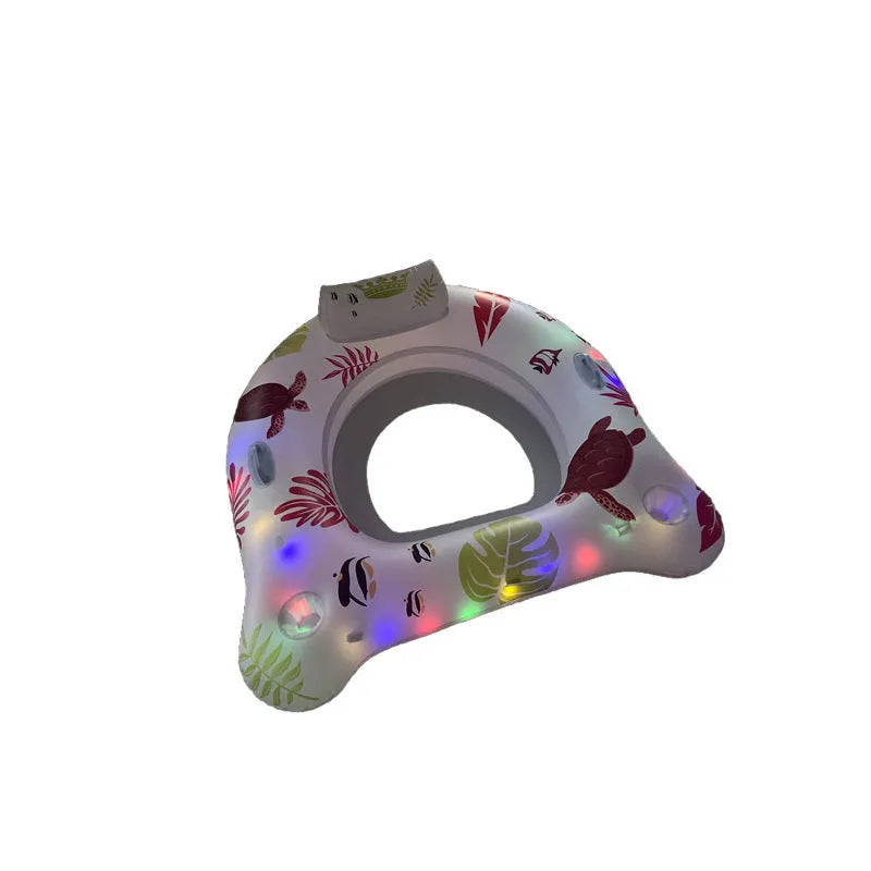 White U-shaped luminous inflatable float on water