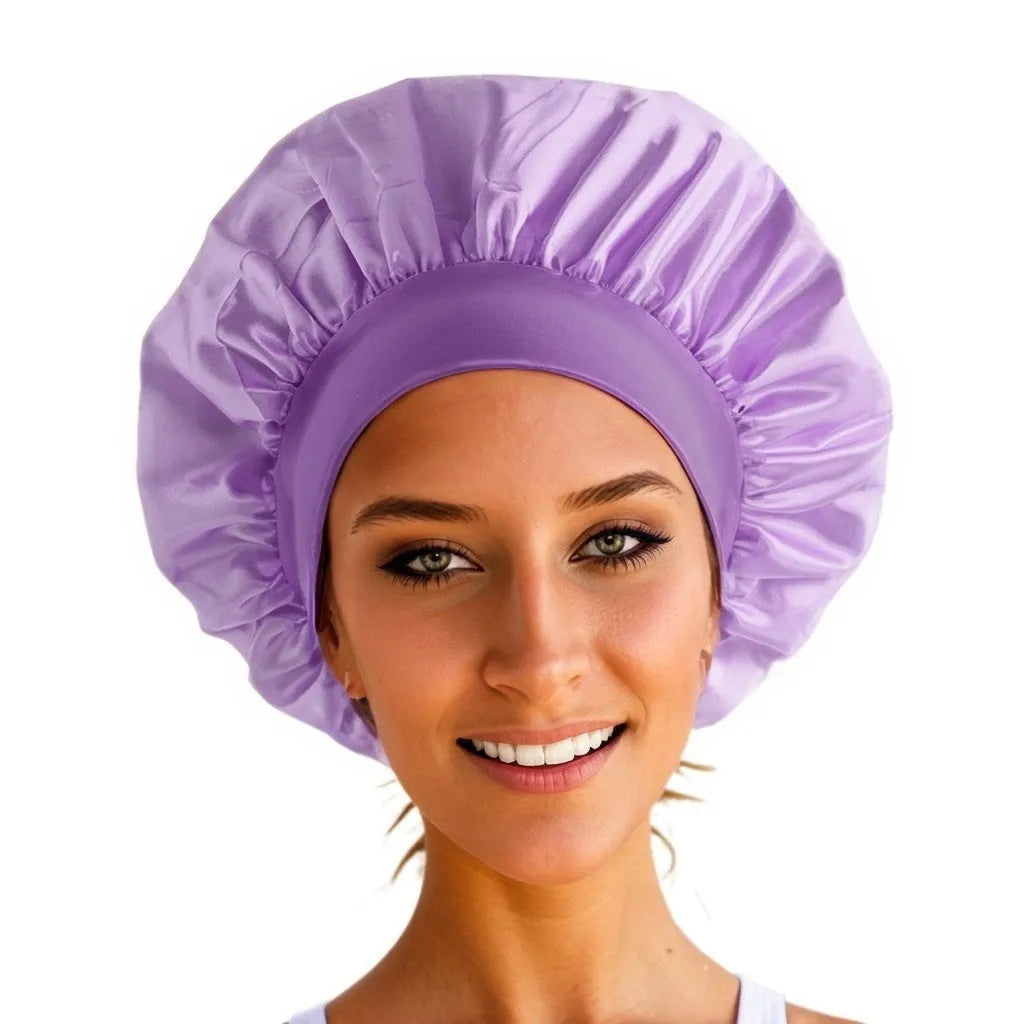 Wide-brimmed high elastic polyester headscarf for women, knitted tie-dye design, flat top crown, breathable sun protection cap