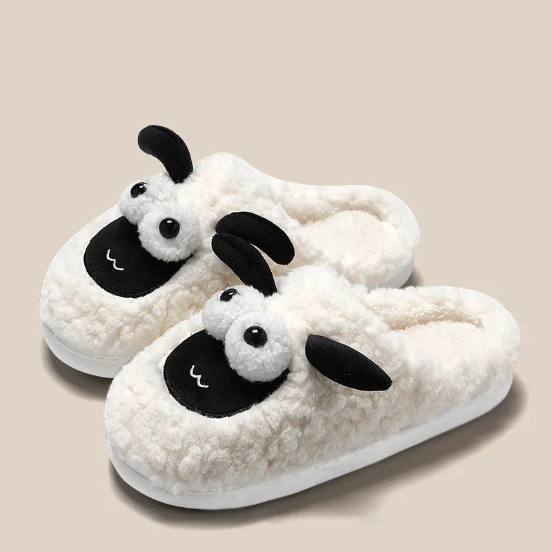 Lamb thermal cotton slip-on slippers in brown colour with suede upper and PVC sole