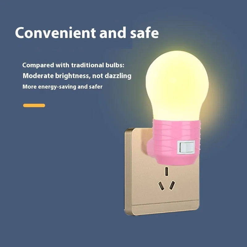 White round plug-in bedside baby night feeding lamp with compact dimensions