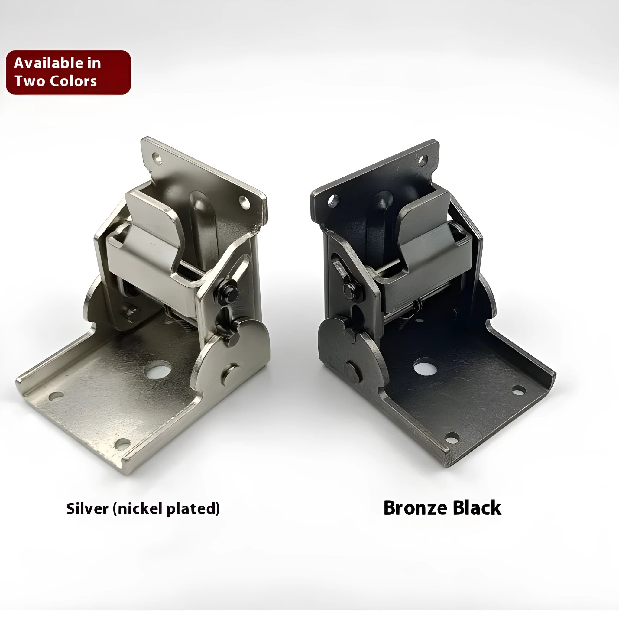 Furniture foot folding hinge with invisible self-locking mechanism in multiple colour finishes