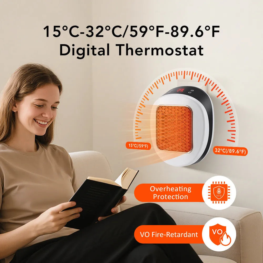 White ceramic heating electric hot air blower heater with remote control, dual voltage for EU and US systems