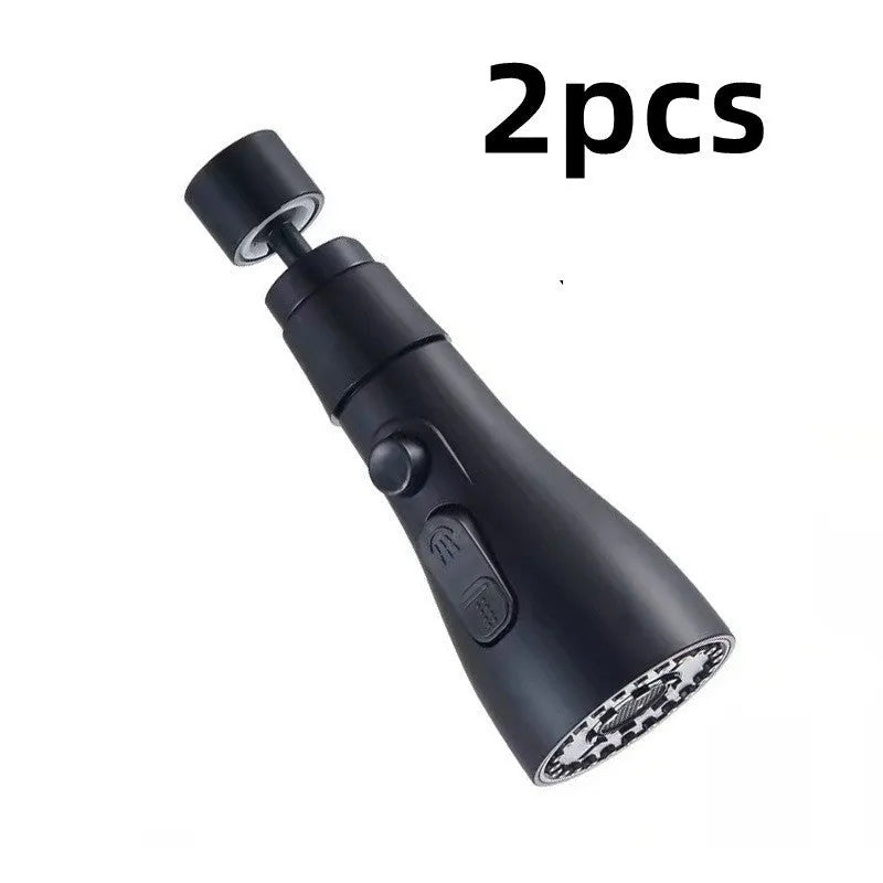 Universal pressurised kitchen faucet sprayer nozzle with rotating head in matte black finish