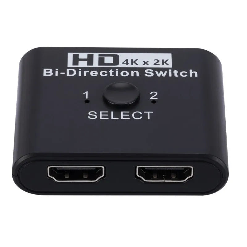 HDMI bidirectional AB switcher with switch button and two LED indicators, supports 8K 60Hz