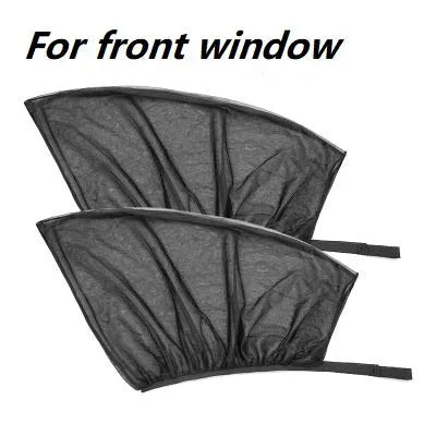 Car side window sunshades with mesh covering for sun and mosquito protection