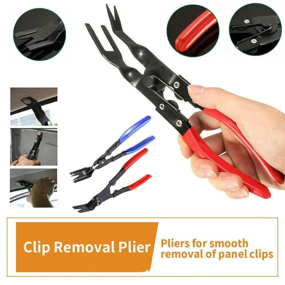 Blue car door panel removal pliers with forged steel construction, 235mm long