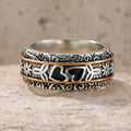 Personality love wide noodle ring for women in silver zinc alloy electroplated finish