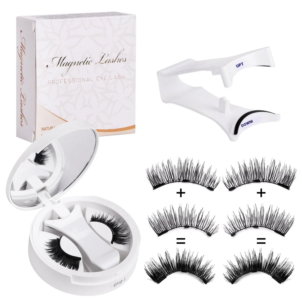 Magnetic false eyelashes inside a portable integrated soap holder case.