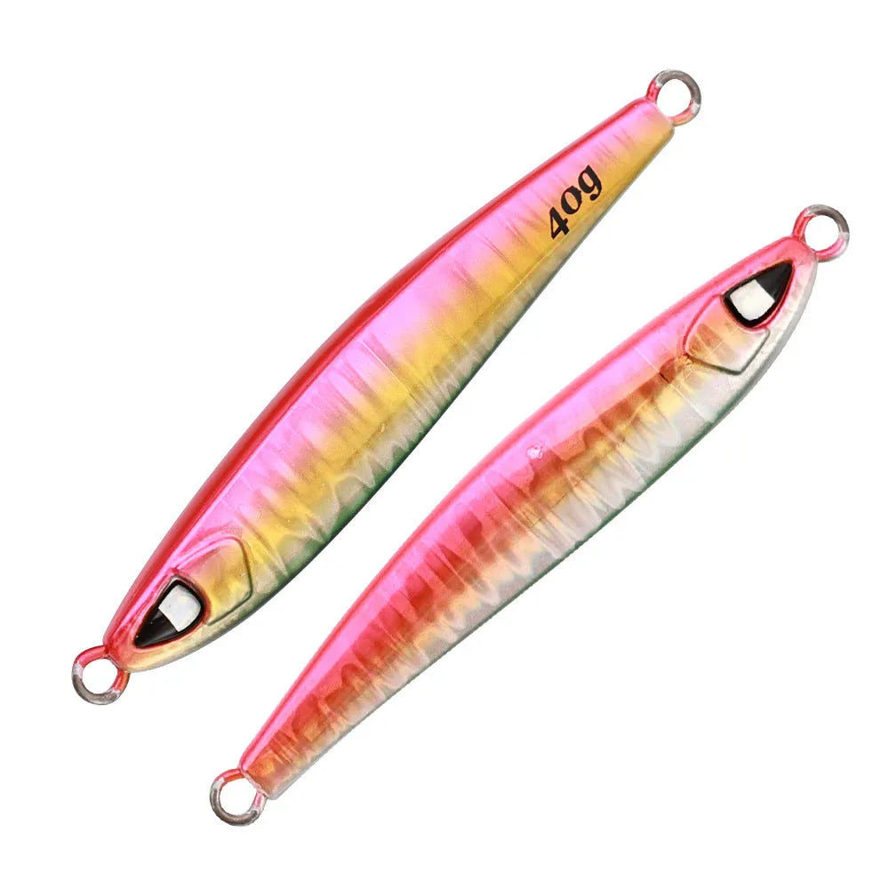Sea fishing long shot iron bait lure in metallic finish, 40g to 100g weights, bionic fake bait