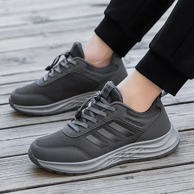 Breathable mesh non-slip mom shoes with elastic slip-on design for men and women
