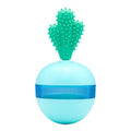 Blue durable rubber treat dispensing dog toy ball for medium and large dogs