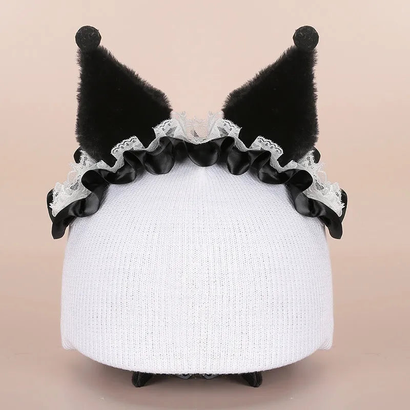 Ski helmet decoration with colourful cartoon character design in soft plush fabric