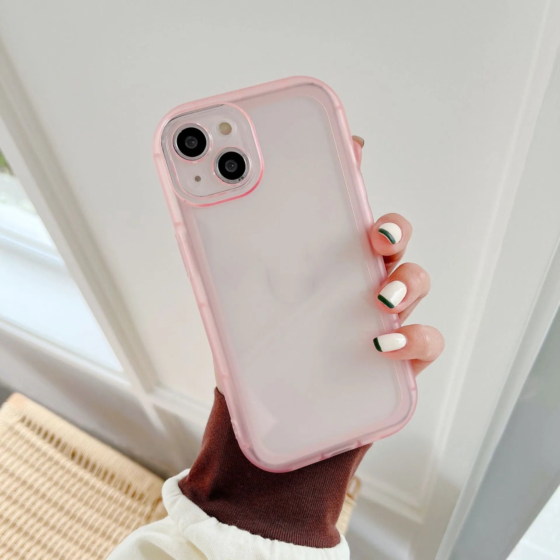 Transparent TPU candy case for iPhone 13 back cover in blue showing solid colour slim fit design