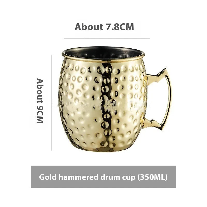 Copper plated stainless steel Moscow mule cup in a choice of hammered or smooth finish and multiple colours.