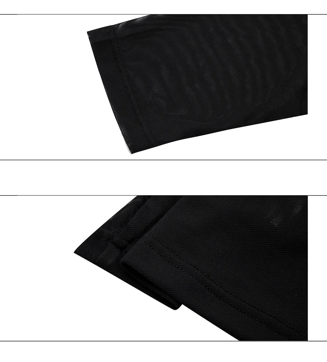 Niche mesh ice-feeling slim bottoming shirt in black, showcasing long sleeves and a trendy fit.