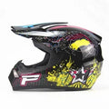 4 seasons off-road motorcycle helmet in black with sun visor and full face coverage