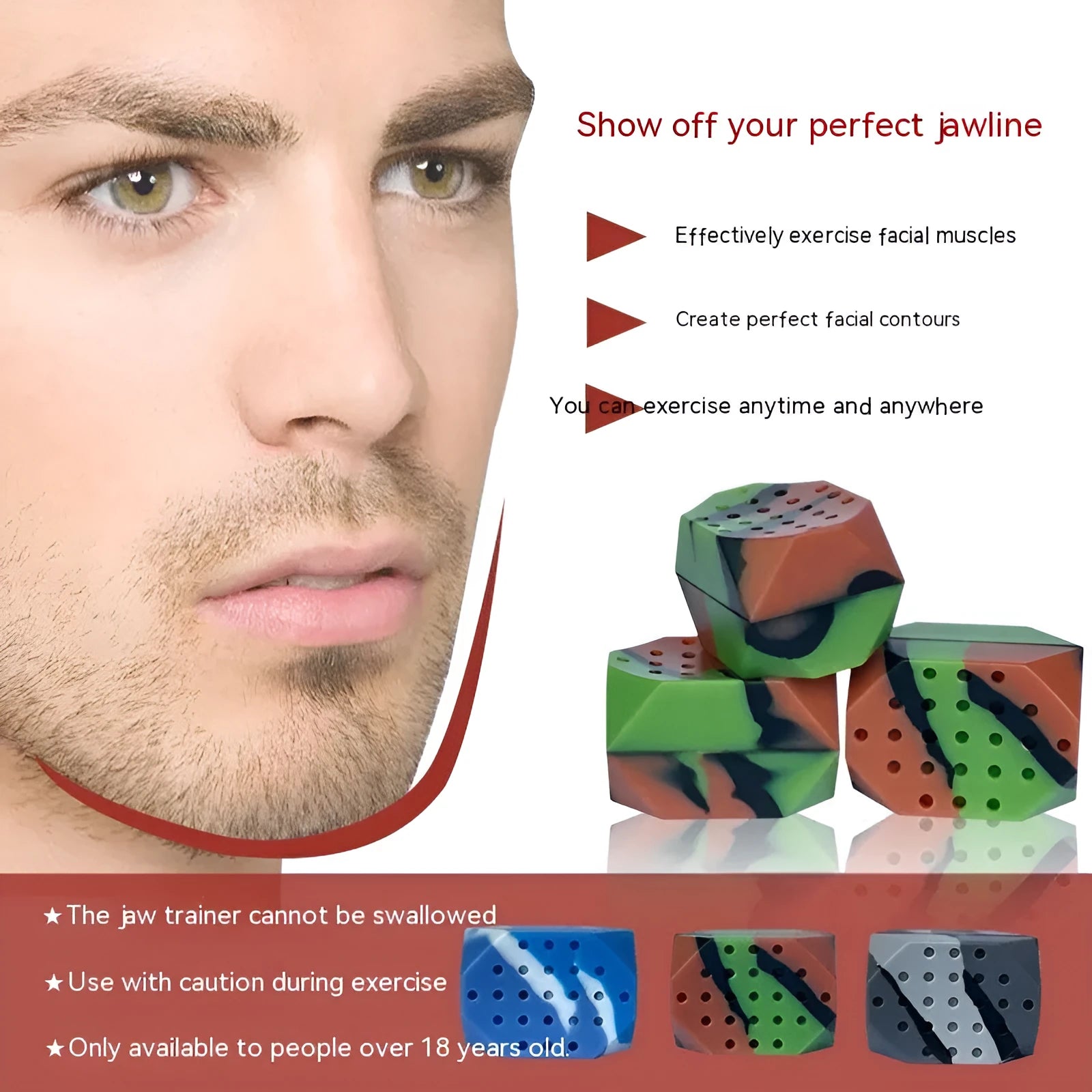 Camouflage pattern silicone facial exercise balls for masseter training and jaw tightening