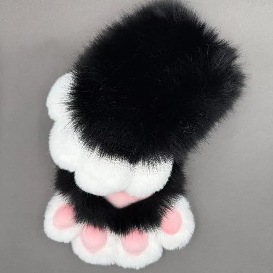 Colourful animal claw design cosplay gloves showing detailed fingers and bright colour pads on nylon material