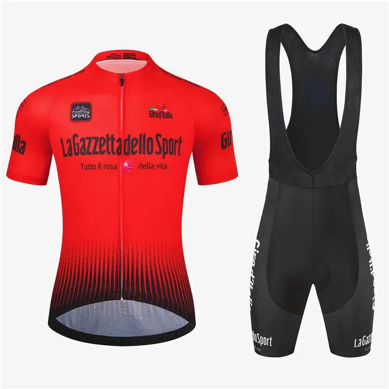 Neutral fit short sleeve cycling suit in polyester fabric for summer sports.