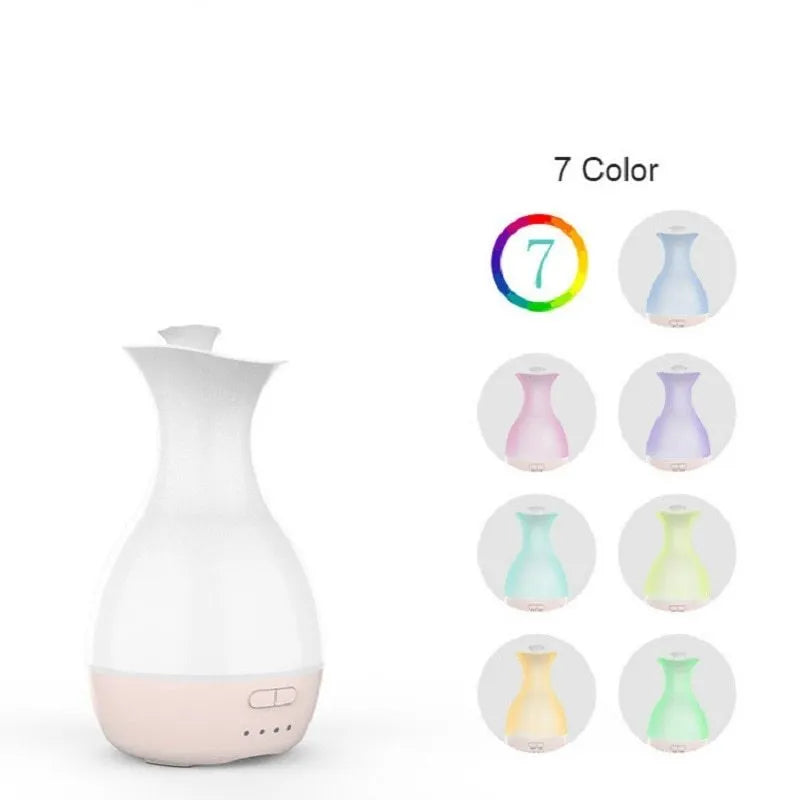 White ultrasonic aromatherapy diffuser and humidifier with colourful night light and 200ml capacity