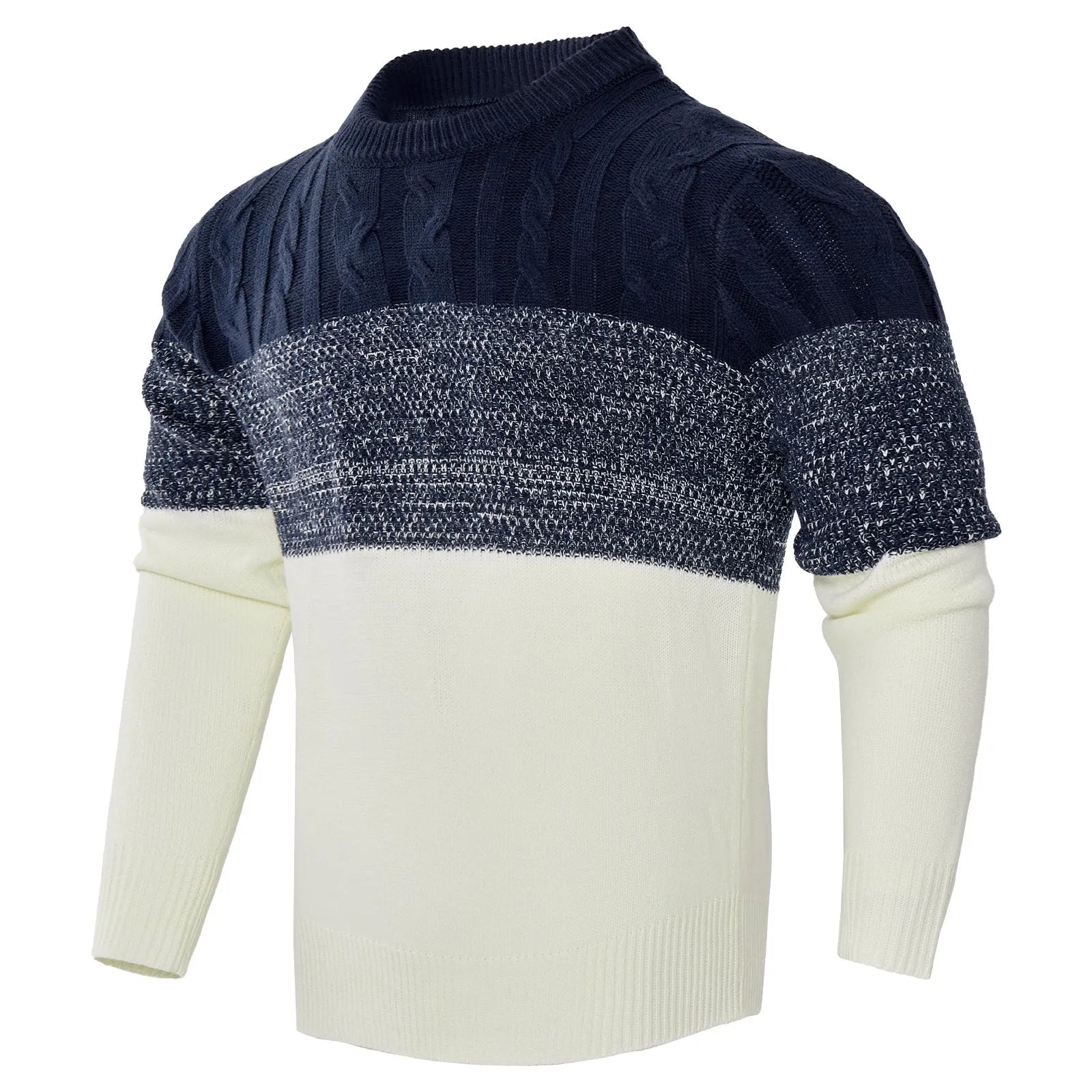 Men's cotton-blend knitted pullover sweater available in multiple sizes and styles