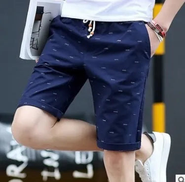 Men's cotton summer shorts with lace-up front closure in various colours showing mid-waist capri design