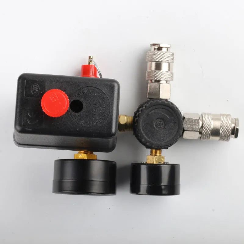European style air compressor pressure regulating valve accessory with specifications visible
