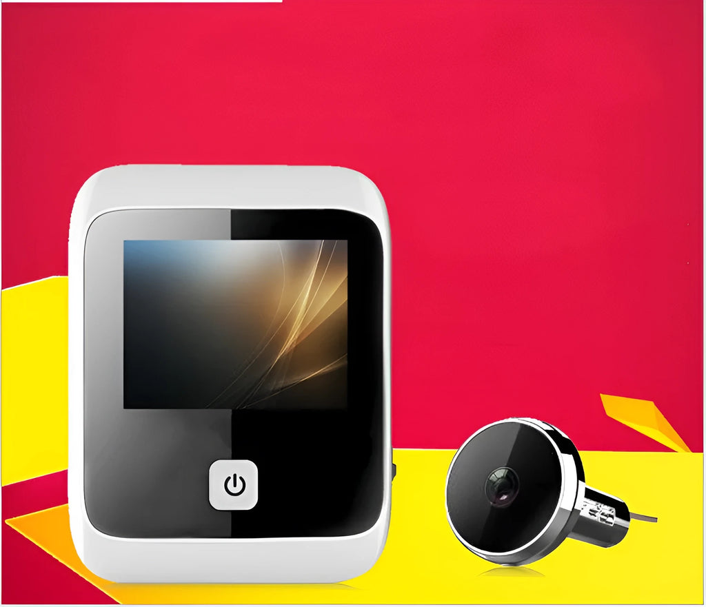 White video doorbell peephole camera with 960x480mm display, powered by AAA batteries