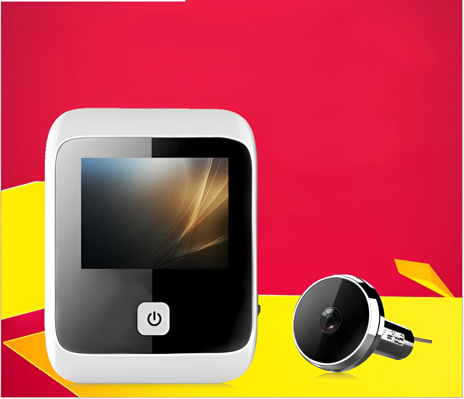 White video doorbell peephole camera with 960x480mm display, powered by AAA batteries