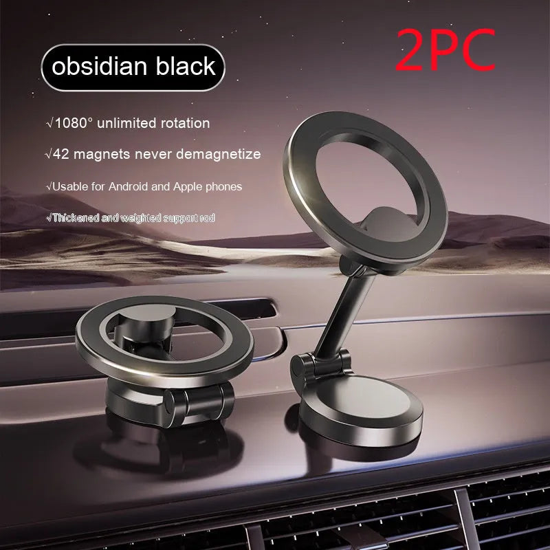 All-metal magnetic car phone mount in Qian colour, folded for storage