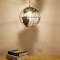 Nordic iron pendant light with button switch, 300mm diameter, adjustable height 0.5m, black finish