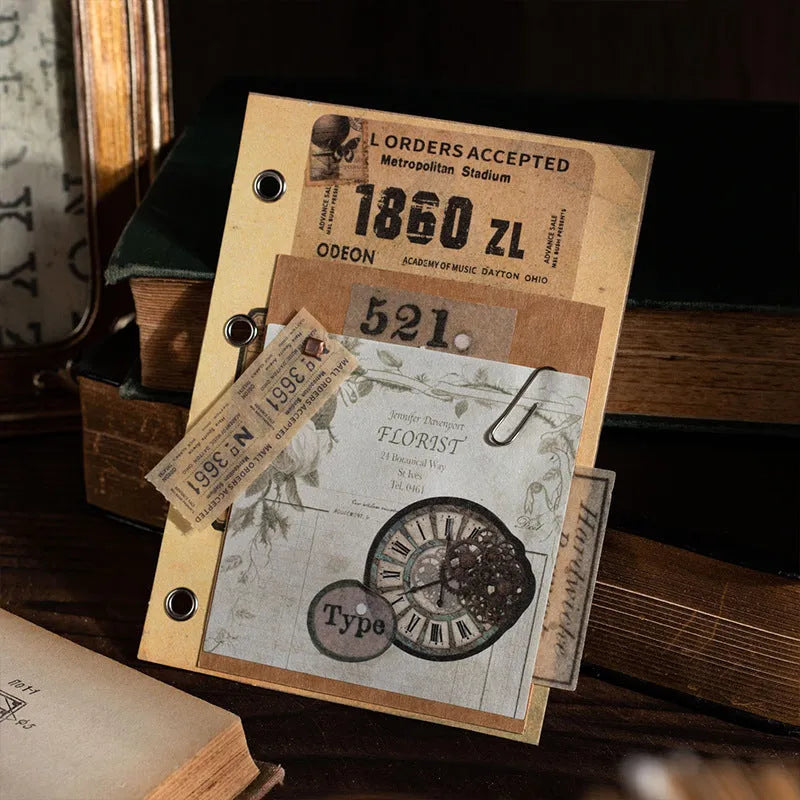 Retro style English letter notebook and decorative card set in a paper brick shape