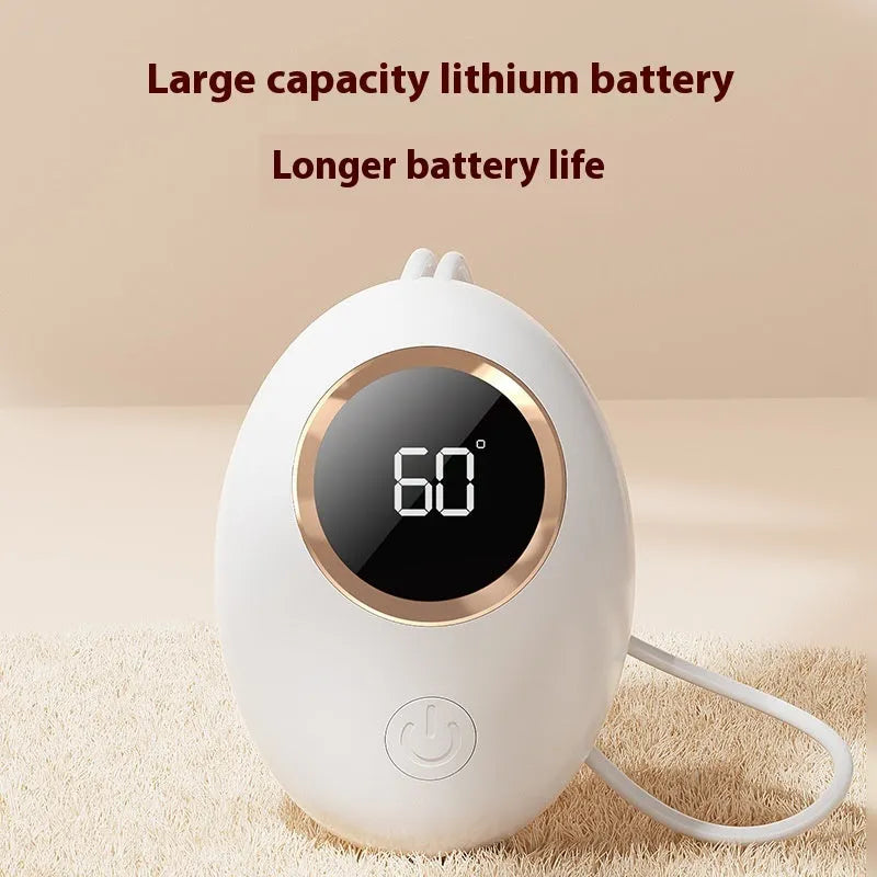 USB digital display hand warmer power bank in pink colour showing aluminium heat dissipation design.