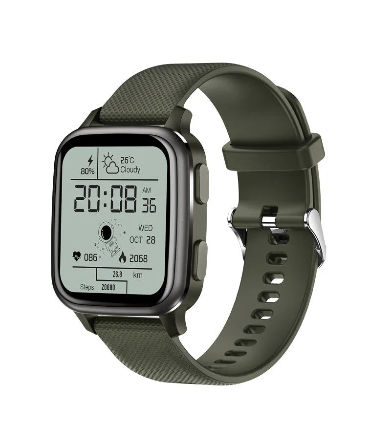 Smart fitness bracelet with Bluetooth calling on wrist showing heart rate monitor display