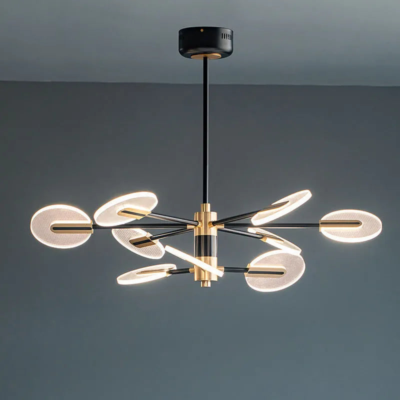 Nordic iron LED chandelier pendant lamp with acrylic light source for dining room