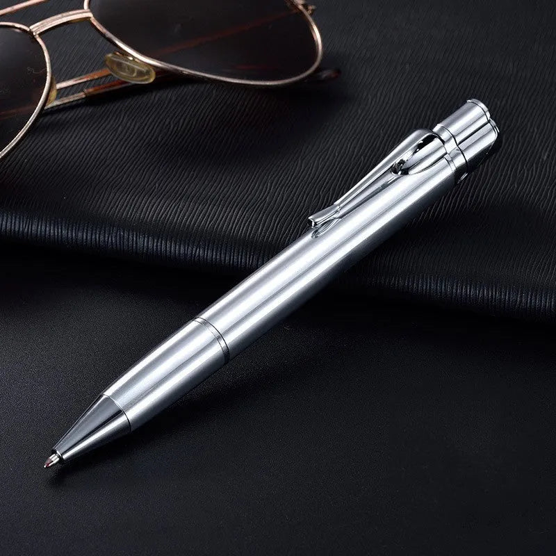 Windproof metal jet pen lighter in assorted colours showing slim refillable design