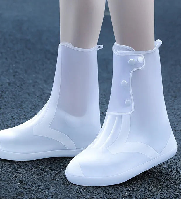 White PVC high top shoe covers for water resistant footwear protection