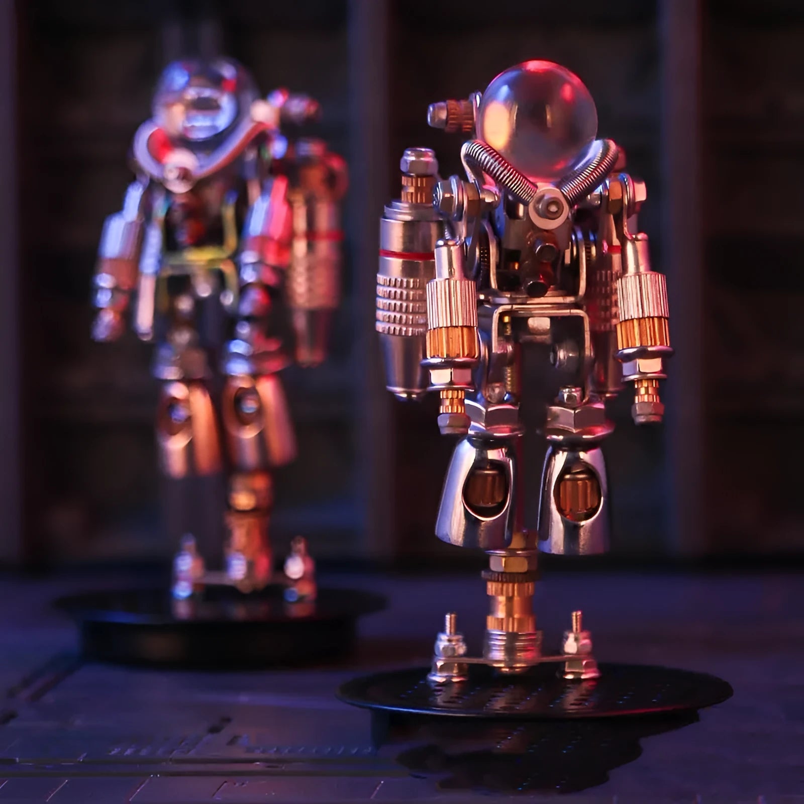 Mechanical Party Astronaut alloy model kit assembled on desk, over 154 parts, 65x65x115mm