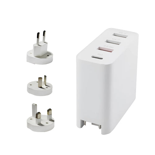 48W PD fast charger with four Type-C ports in black or white with regional plug options