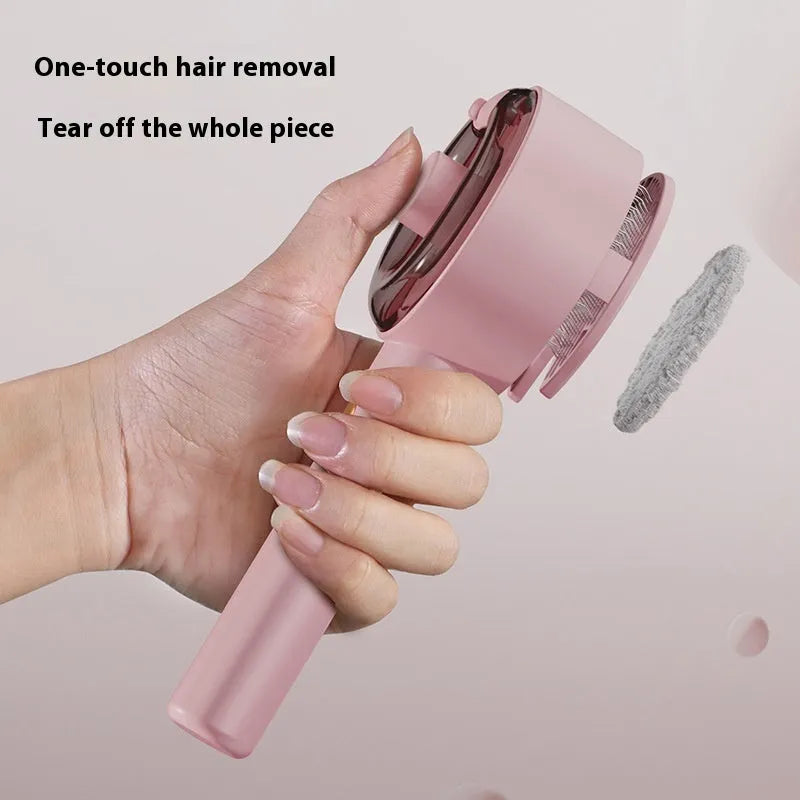 Ceramic white pet grooming brush with UVC light, mist sprayer, and fine needles for dog and cat hair removal